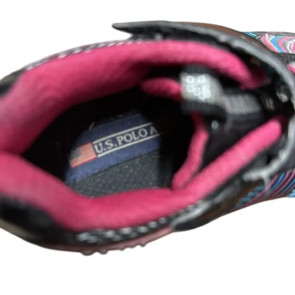Girls U.S. Polo Assn. Kids' Black and Pink Sneakers Size‎ 8